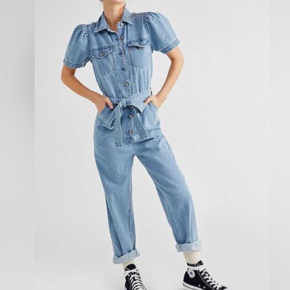 anthropologie x boyish vincent Denim Jumpsuit with Button Front L